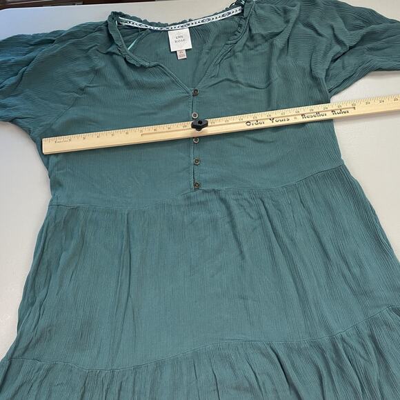 Knox Rose Dress Womens XL Sage Green Tiered Boho Tunic Pockets Gauzy Peasant - Picture 9 of 14